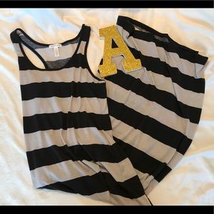 Gray and black striped maxi dress